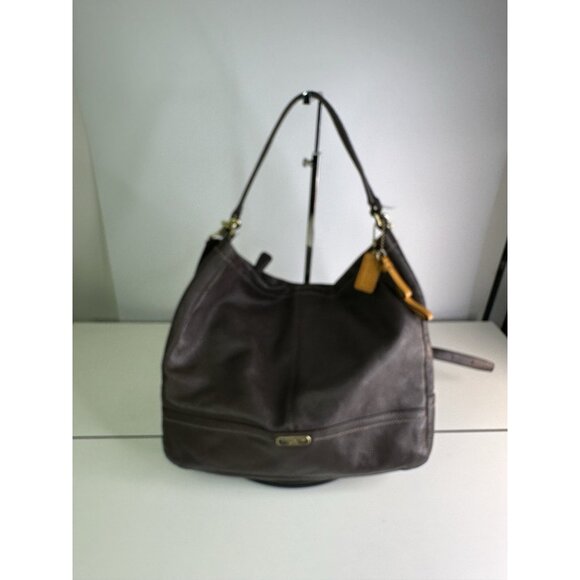 Coach Park Pebble Leather Hobo Shoulder Hand Carry British Tan Brown #F23293 - Picture 1 of 11